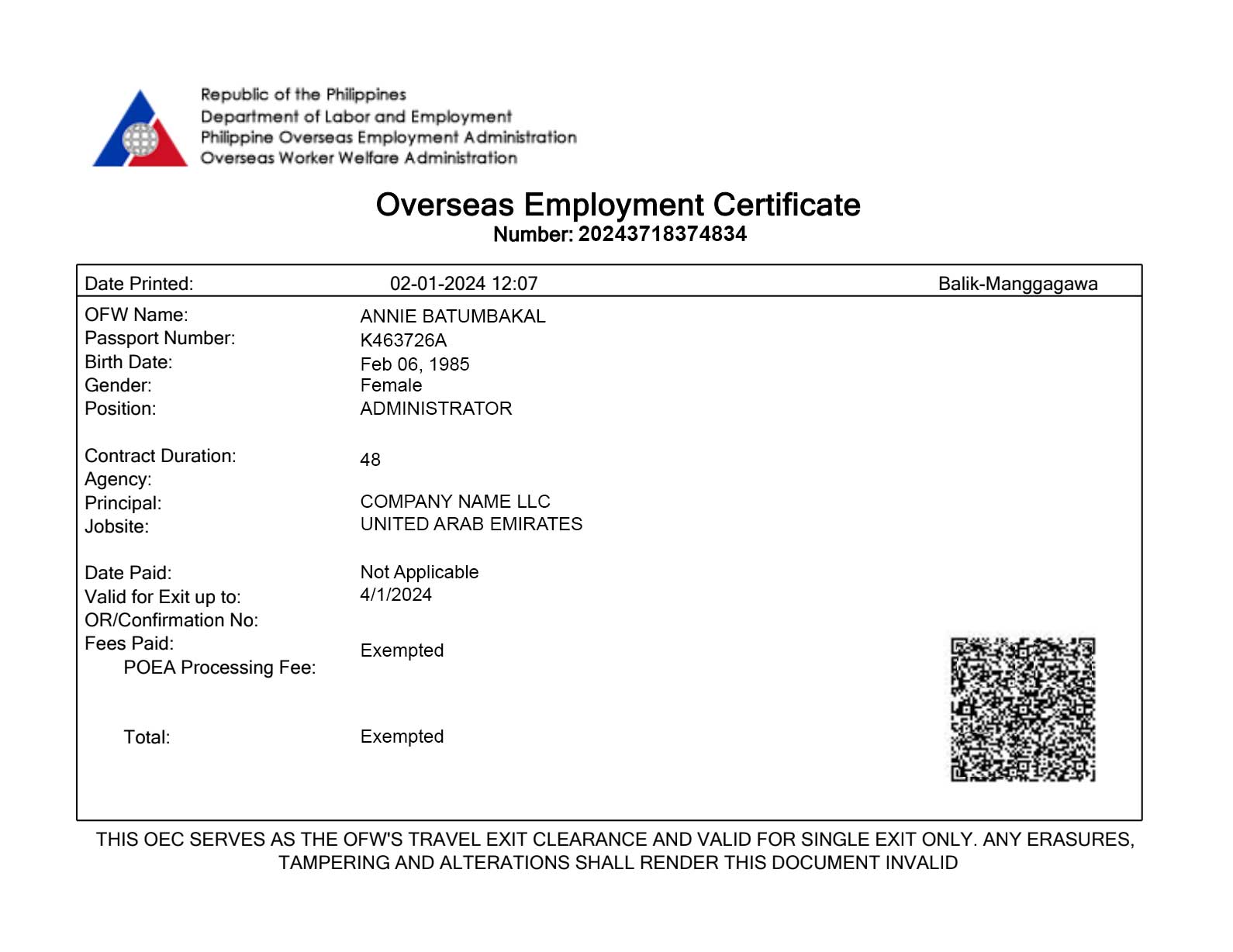 How to Obtain an OEC Balik Manggagawa Certificate